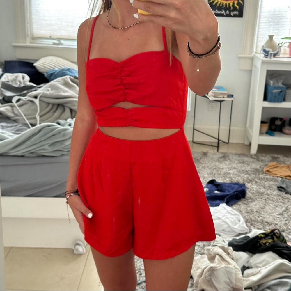 Princess Polly Red Mini Romper Dress Size 2
